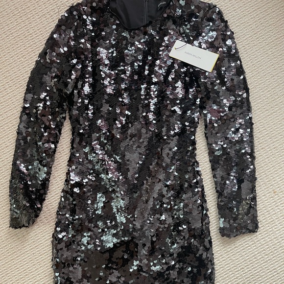 Karen Millen Black Sequin Dresz - Picture 2 of 2